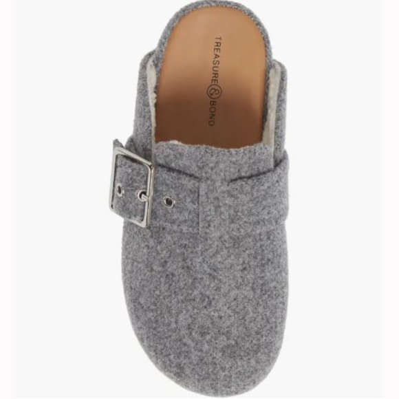 🆕 Treasure & Bond (Nordstrom brand) Mollie Faux Shearling Lined Grey Mule - Picture 3 of 15